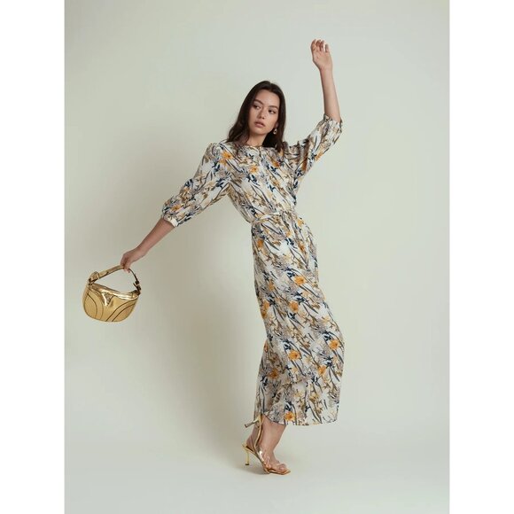 One Fine Day ofd invisible waist full maxi dress‎ In IVORY BOTANICAL Size XXS - Picture 3 of 8